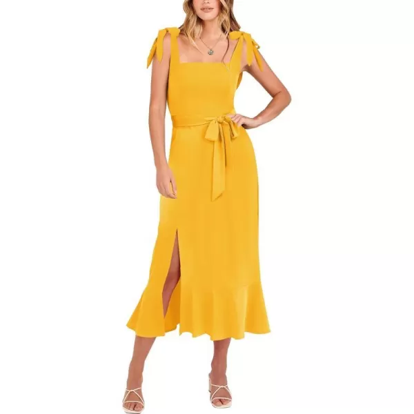 imageANRABESS Womens Square Neck Ruffle Split Midi Formal Summer Dress Elegant Wedding Guest Cocktail Party Bridesmaid DressesYellow