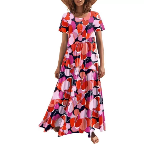 imageANRABESS Womens Summer Casual Loose Maxi Dress Short Sleeve Crewneck Asymmetric Tiered Beach Long DressesPrint Floral 1