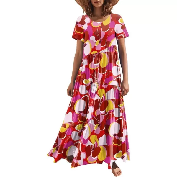 imageANRABESS Womens Summer Casual Loose Maxi Dress Short Sleeve Crewneck Asymmetric Tiered Beach Long DressesPrint Floral 2