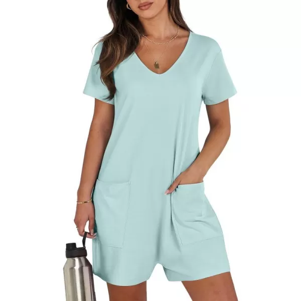 imageANRABESS Womens Summer Casual Loose Short Sleeve V Neck Rompers One Piece Rompers Jumpsuit Outfits with PocketsMint Green