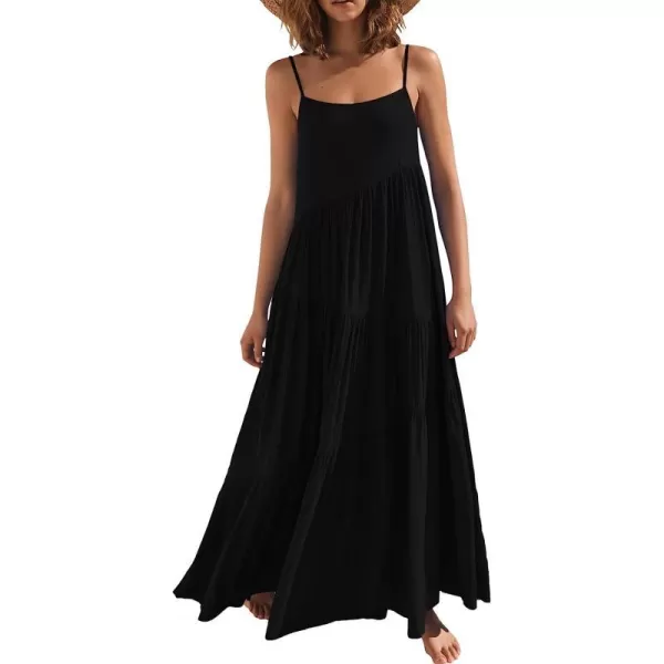 imageANRABESS Womens Summer Casual Loose Sleeveless Spaghetti Strap Asymmetric Tiered Beach Maxi Long DressBlack