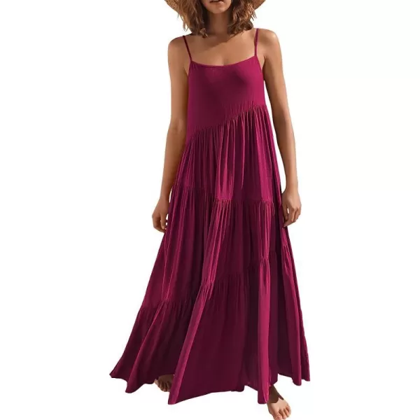 imageANRABESS Womens Summer Casual Loose Sleeveless Spaghetti Strap Asymmetric Tiered Beach Maxi Long DressBrick Red