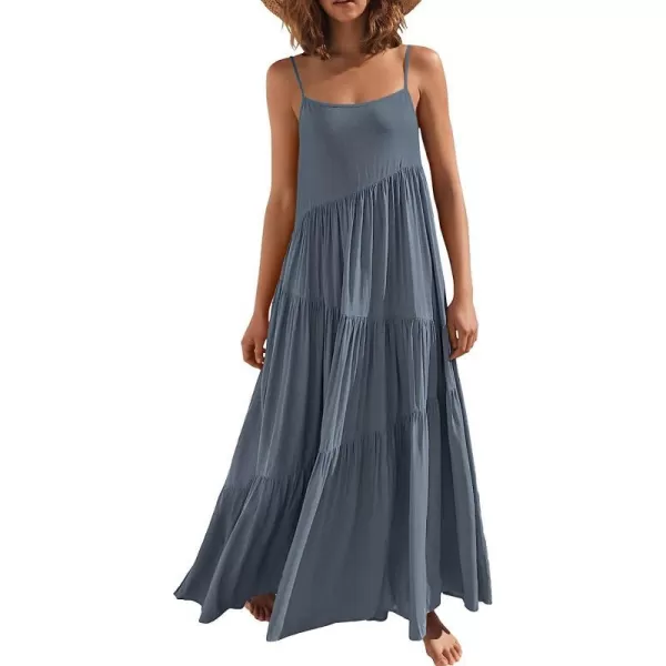 imageANRABESS Womens Summer Casual Loose Sleeveless Spaghetti Strap Asymmetric Tiered Beach Maxi Long DressGray Blue