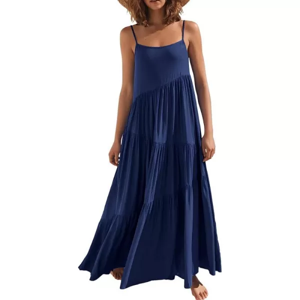 imageANRABESS Womens Summer Casual Loose Sleeveless Spaghetti Strap Asymmetric Tiered Beach Maxi Long DressNavy Blue