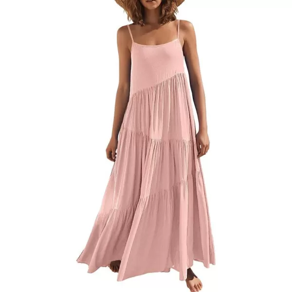 imageANRABESS Womens Summer Casual Loose Sleeveless Spaghetti Strap Asymmetric Tiered Beach Maxi Long DressPink