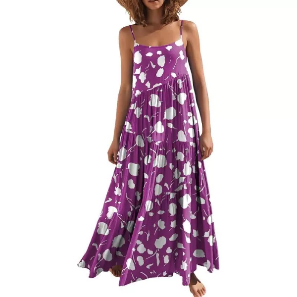 imageANRABESS Womens Summer Casual Loose Sleeveless Spaghetti Strap Asymmetric Tiered Beach Maxi Long DressPrint Purple