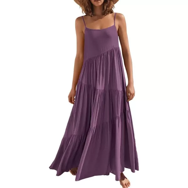 imageANRABESS Womens Summer Casual Loose Sleeveless Spaghetti Strap Asymmetric Tiered Beach Maxi Long DressPurple