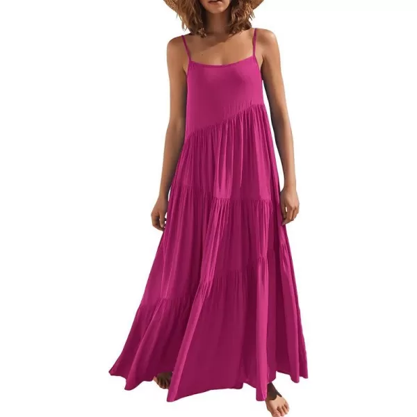 imageANRABESS Womens Summer Casual Loose Sleeveless Spaghetti Strap Asymmetric Tiered Beach Maxi Long DressRose