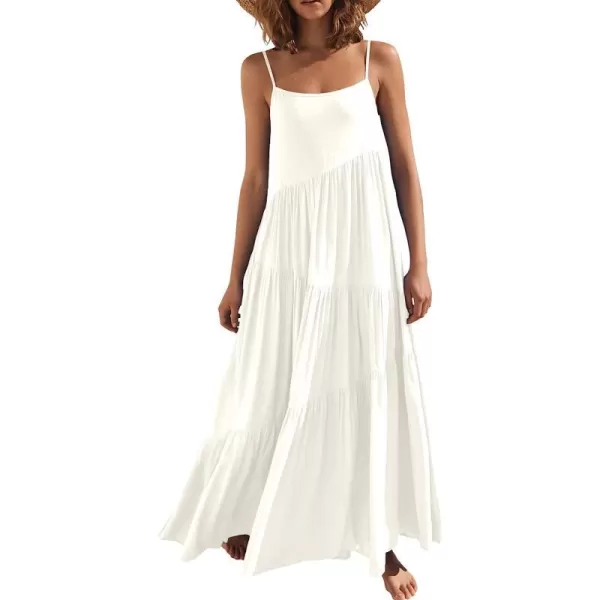 imageANRABESS Womens Summer Casual Loose Sleeveless Spaghetti Strap Asymmetric Tiered Beach Maxi Long DressWhite