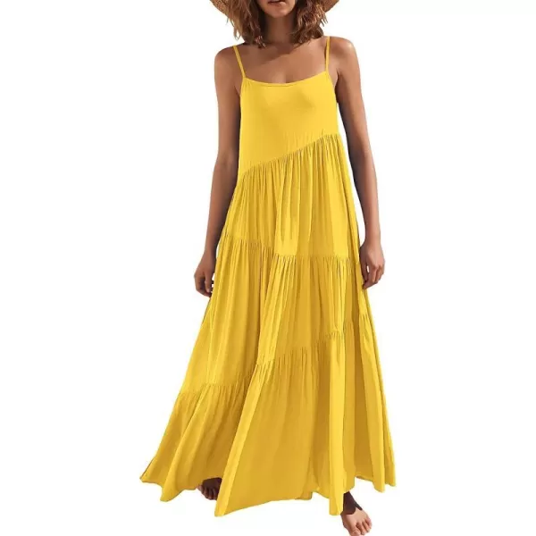 imageANRABESS Womens Summer Casual Loose Sleeveless Spaghetti Strap Asymmetric Tiered Beach Maxi Long DressYellow