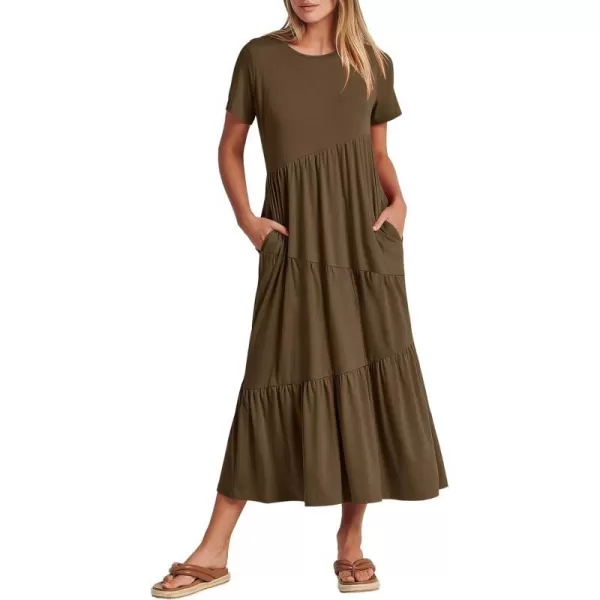 imageANRABESS Womens Summer Casual Short Sleeve Crewneck Swing Maxi Dress Flowy Asymmetric Tiered Beach Dress with PocketsOffice