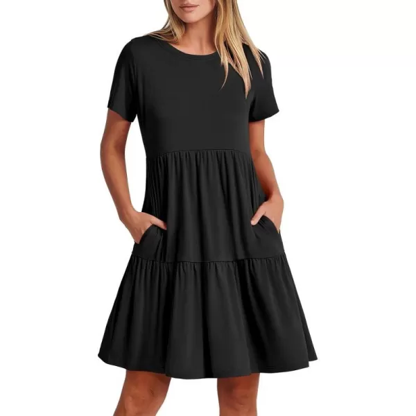 imageANRABESS Womens Summer Casual Short Sleeve Crewneck T Shirt Dress Beach Mini Dresses with PocketsBlack
