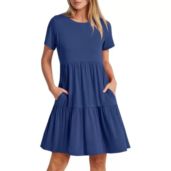 imageANRABESS Womens Summer Casual Short Sleeve Crewneck T Shirt Dress Beach Mini Dresses with PocketsBlue