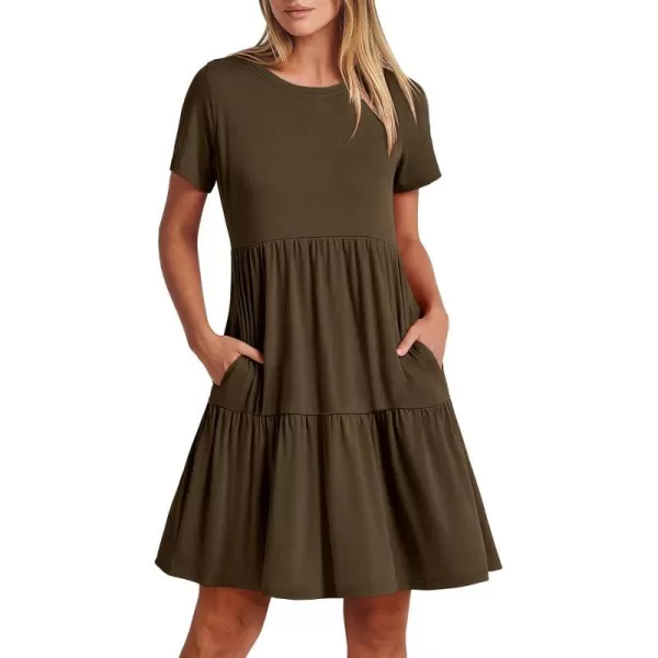 imageANRABESS Womens Summer Casual Short Sleeve Crewneck T Shirt Dress Beach Mini Dresses with PocketsCoffee
