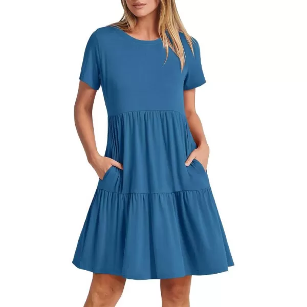 imageANRABESS Womens Summer Casual Short Sleeve Crewneck T Shirt Dress Beach Mini Dresses with PocketsSky Blue
