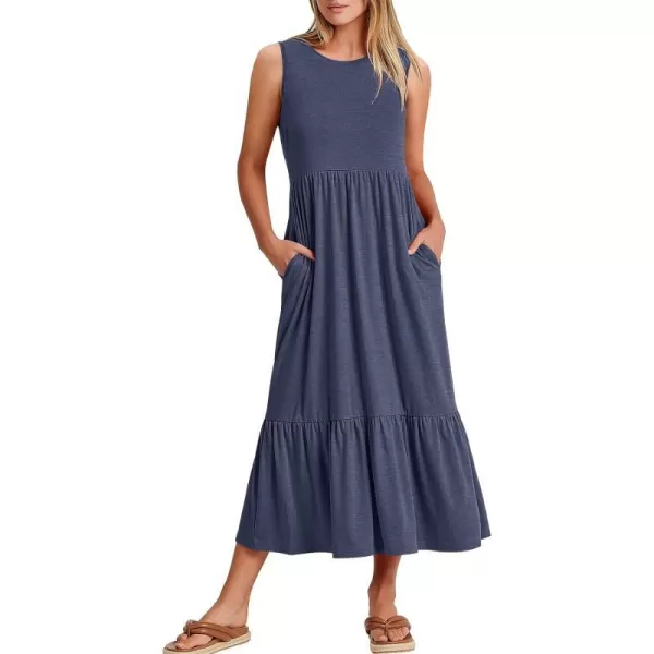 imageANRABESS Womens Summer Casual Sleeveless Crewneck Swing Sundress Fit amp Flare Flowy Tiered Maxi Dress with PocketsDeep Blue