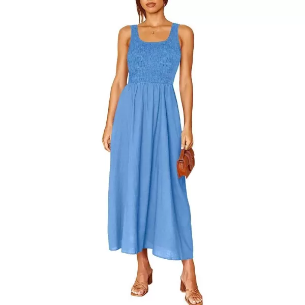 imageANRABESS Womens Summer Casual Sleeveless Scoop Neck Smocked Boho Beach Midi Dress with PocketsBlue