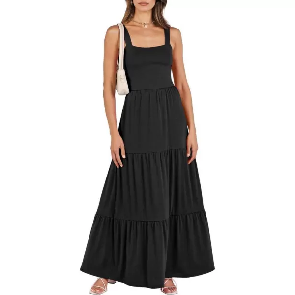 imageANRABESS Womens Summer Casual Sleeveless Square Neck Swing Dresses Flowy Tiered Long Maxi Beach Sun Dress with Pockets01 Black