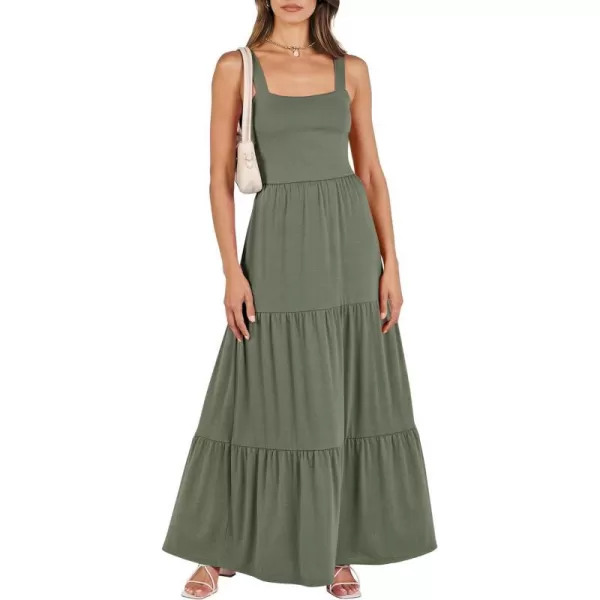 imageANRABESS Womens Summer Casual Sleeveless Square Neck Swing Dresses Flowy Tiered Long Maxi Beach Sun Dress with Pockets03 Olive
