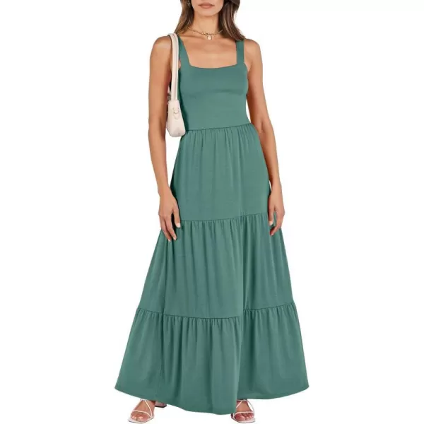 imageANRABESS Womens Summer Casual Sleeveless Square Neck Swing Dresses Flowy Tiered Long Maxi Beach Sun Dress with PocketsGrass