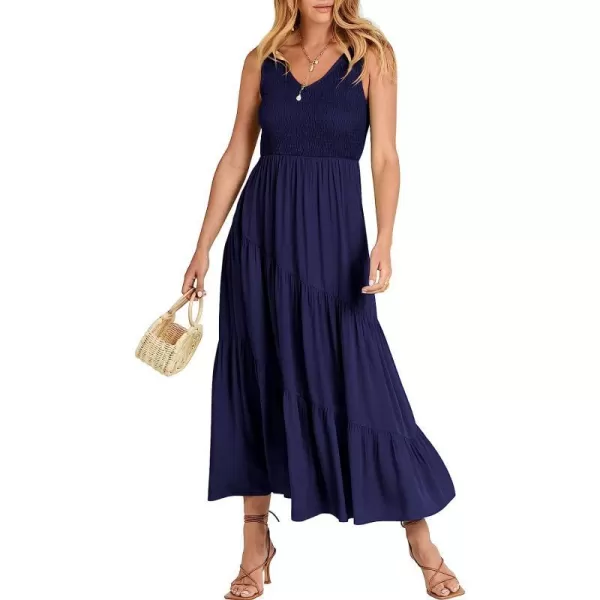 imageANRABESS Womens Summer Casual Sleeveless V Neck Smocked Boho Asymmetric Tiered Beach Long Dress with PocketsBlue