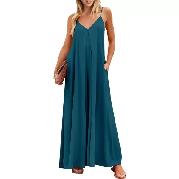 imageANRABESS Womens Summer Casual Spaghetti Strap V Neck Oversized Wide Leg Jumpsuit Pockets Beach Travel OutfitsTeal Blue