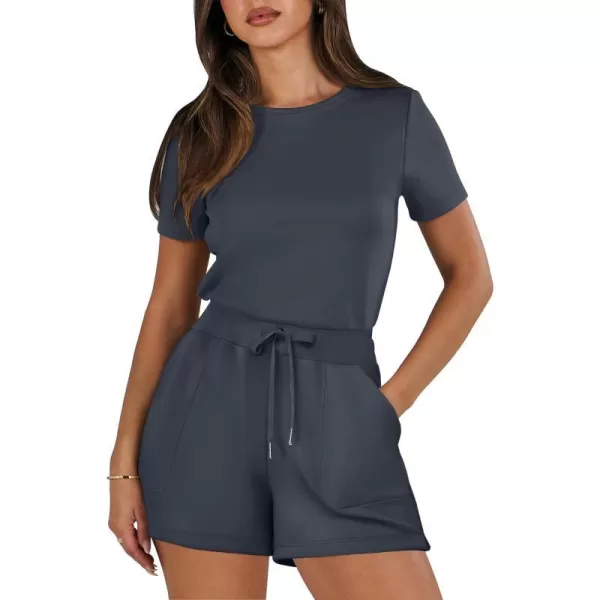imageANRABESS Womens Summer Crewneck Casual Loose Short Sleeve One Piece Rompers Jumpsuit Outfits with PocketsDark Grey
