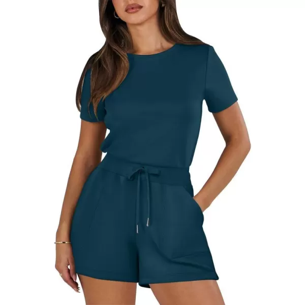imageANRABESS Womens Summer Crewneck Casual Loose Short Sleeve One Piece Rompers Jumpsuit Outfits with PocketsLake