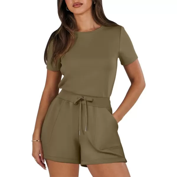 imageANRABESS Womens Summer Crewneck Casual Loose Short Sleeve One Piece Rompers Jumpsuit Outfits with PocketsLight Brown