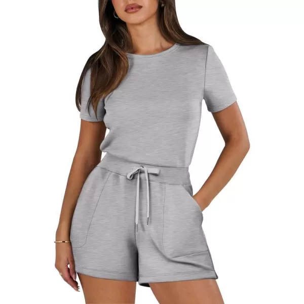 imageANRABESS Womens Summer Crewneck Casual Loose Short Sleeve One Piece Rompers Jumpsuit Outfits with PocketsLight Grey