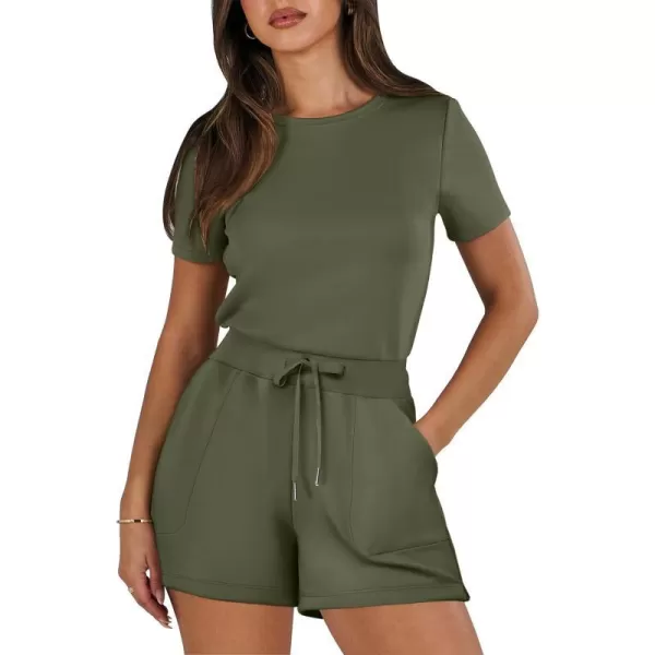 imageANRABESS Womens Summer Crewneck Casual Loose Short Sleeve One Piece Rompers Jumpsuit Outfits with PocketsOlive