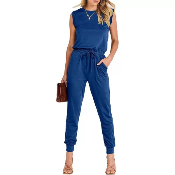imageANRABESS Womens Summer Crewneck Sleeveless Casual Loose Stretchy Jumpsuits Rompers with PocketsBlue
