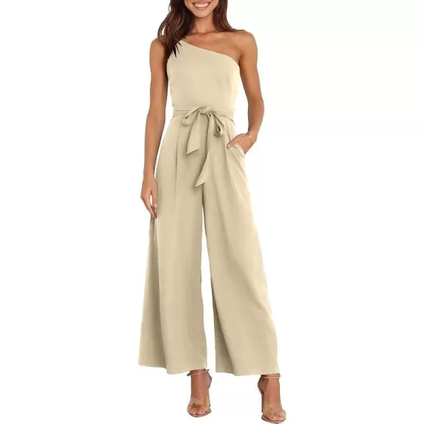 imageANRABESS Womens Summer Dressy One Shoulder Sleeveless Tie Waist Backless Casual Wide Leg Jumpsuit Rompers PocketsYellow