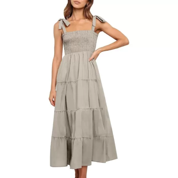 imageANRABESS Womens Summer Midi Dress Casual Boho Sleeveless Tie Strap Smocked Tiered Long Beach Sun DressesGrey