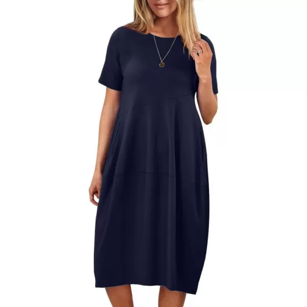imageANRABESS Womens Summer Midi Dress Casual Loose Crewneck Short Sleeve T Shirt Sundress with PocketsNavy Blue