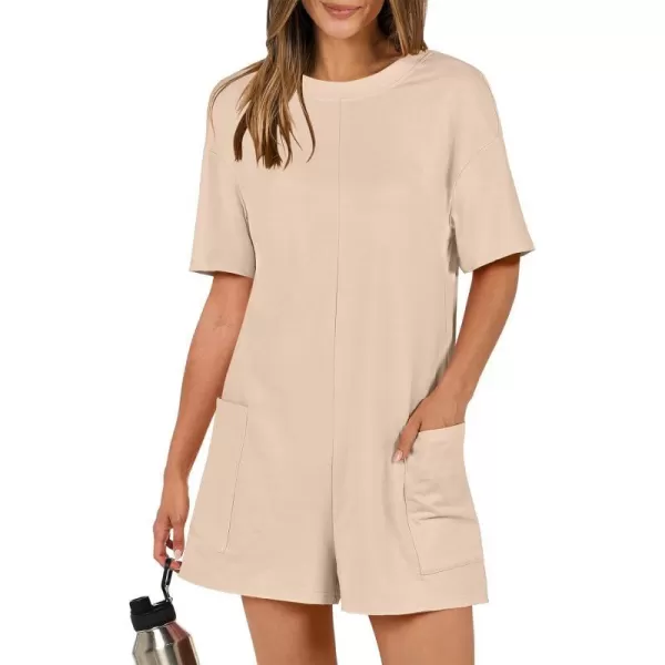 imageANRABESS Womens Summer Oversized TShirts Rompers Short Sleeve Loose Casual Short Jumpsuit Overall Onesie Lounge OutfitsApricot