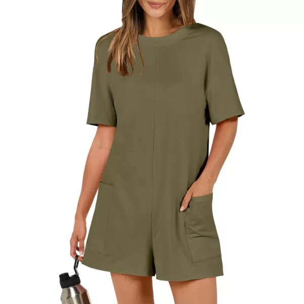 imageANRABESS Womens Summer Oversized TShirts Rompers Short Sleeve Loose Casual Short Jumpsuit Overall Onesie Lounge OutfitsArmy Green