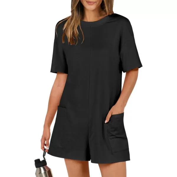 imageANRABESS Womens Summer Oversized TShirts Rompers Short Sleeve Loose Casual Short Jumpsuit Overall Onesie Lounge OutfitsBlack