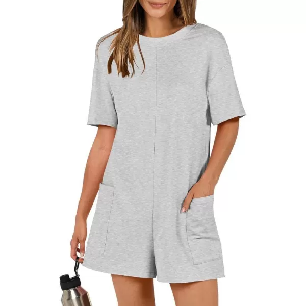 imageANRABESS Womens Summer Oversized TShirts Rompers Short Sleeve Loose Casual Short Jumpsuit Overall Onesie Lounge OutfitsLight Grey