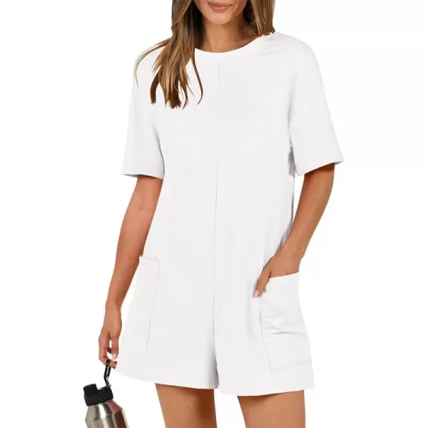 imageANRABESS Womens Summer Oversized TShirts Rompers Short Sleeve Loose Casual Short Jumpsuit Overall Onesie Lounge OutfitsWhite