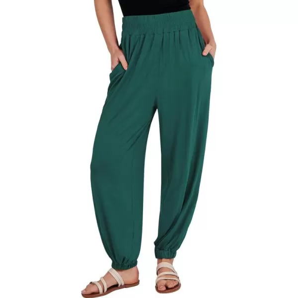 imageANRABESS Womens Summer Palazzo Pants Casual Loose Elastic High Waist Lounge Baggy Joggers Trousers with PocketsGreen