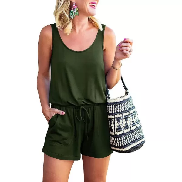imageANRABESS Womens Summer Scoop Neck Sleeveless Casual Tank Top Short Jumpsuit Rompers with Pockets02armygreen