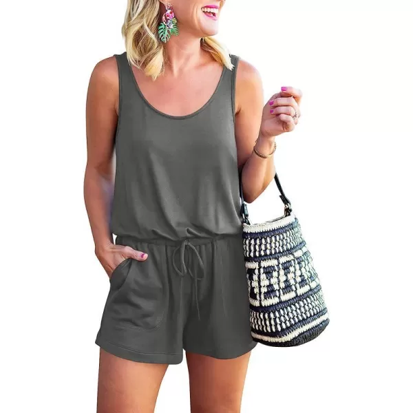 imageANRABESS Womens Summer Scoop Neck Sleeveless Casual Tank Top Short Jumpsuit Rompers with Pockets02dark Gray