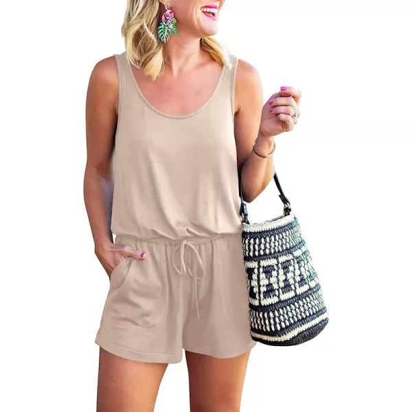 imageANRABESS Womens Summer Scoop Neck Sleeveless Casual Tank Top Short Jumpsuit Rompers with Pockets02khaki