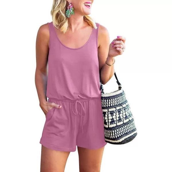 imageANRABESS Womens Summer Scoop Neck Sleeveless Casual Tank Top Short Jumpsuit Rompers with Pockets02pink