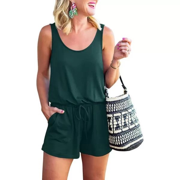 imageANRABESS Womens Summer Scoop Neck Sleeveless Casual Tank Top Short Jumpsuit Rompers with Pockets02wool Green