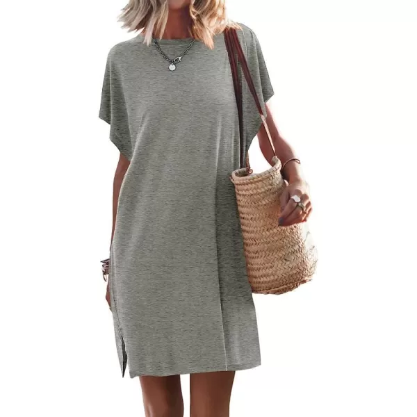 imageANRABESS Womens Summer Short Sleeve TShirt Dress Casual Loose Slit Beach Mini Dress Tunic TopGray