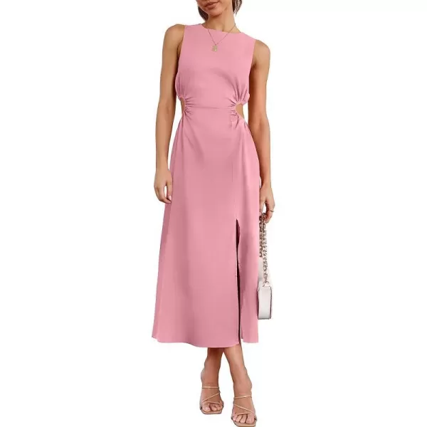 imageANRABESS Womens Summer Sleeveless Cutout Maxi Dress Bodycon Slit Beach Wedding Guest DressesPink
