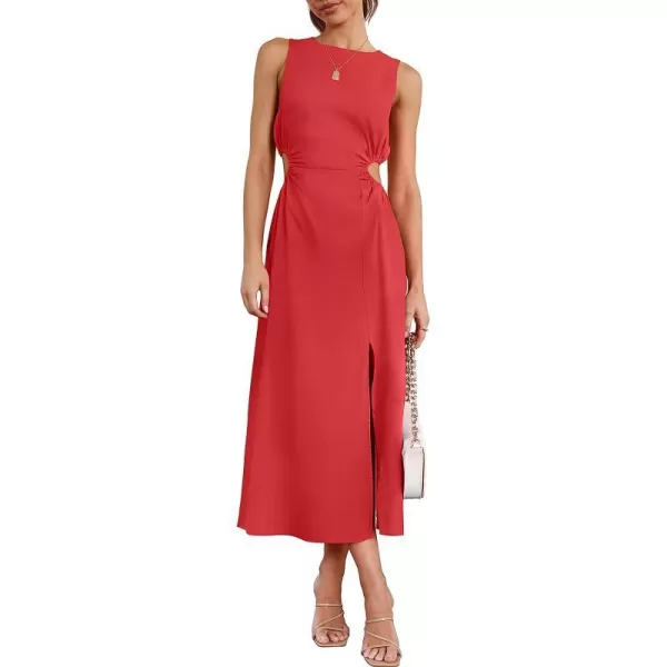 imageANRABESS Womens Summer Sleeveless Cutout Maxi Dress Bodycon Slit Beach Wedding Guest DressesRed