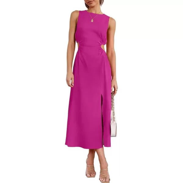 imageANRABESS Womens Summer Sleeveless Cutout Maxi Dress Bodycon Slit Beach Wedding Guest DressesRose